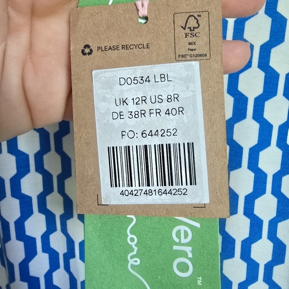 Boden New Moroccan Blue Geo Azure Knot Detail Jersey Knit Dress Womens Size 8 - Picture 11 of 13